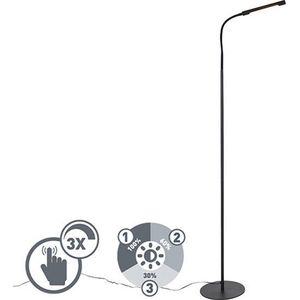 QAZQA Palka Dimbare LED Vloerlamp - Flexarm - Zwart - 142.4 cm