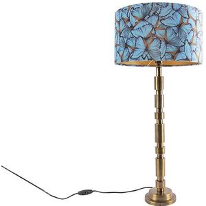 Art deco tafellamp brons 35 cm kap vlinder dessin - Torre