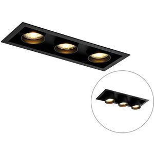 QAZQA Roof Inbouwspot - 3 Lichts - Zwart - 29 cm