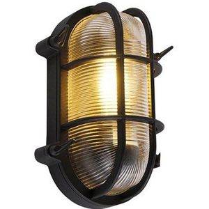 QAZQA nautica - Industriele Wandlamp voor buiten - 1 lichts - L 250 mm - Zwart - Industrieel - Buitenverlichting