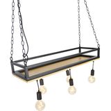 QAZQA Shelf Hanglamp - Industrieel - 5 lichts - L 100 cm - Zwart - Eettafel