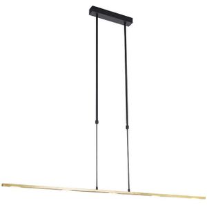 QAZQA bold - Moderne LED Hanglamp voor boven de eettafel | in eetkamer - 1 lichts - L 130 cm - Zwart Goud - Woonkamer | Slaapkamer | Keuken
