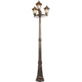 QAZQA new haven - Klassieke Lantaarn - 3 lichts - H 2165 mm - Goud/messing - Buitenverlichting