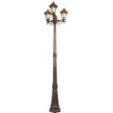 QAZQA new haven - Klassieke Lantaarn - 3 lichts - H 2165 mm - Goud/messing - Buitenverlichting