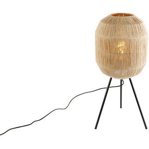 Oosterse tafellamp zwart met jute touw - Riki