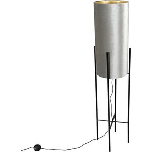 Design Stehleuchte mit Samtschirm taupe/gold - Rich