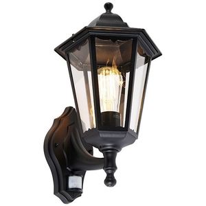 Buiten wandlantaarn zwart met bewegingssensor IP44 - Havana