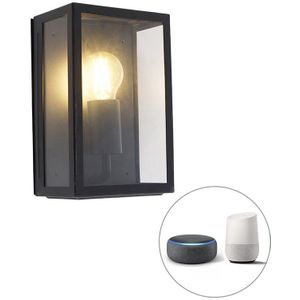 QAZQA rotterdam - Landelijke LED Smart Wandlamp incl. wifi voor buiten - 1 lichts - D 10 cm - Zwart - Buitenverlichting