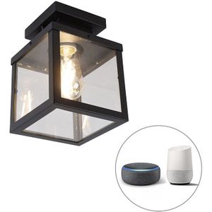 Industriële smart buitenplafondlamp zwart incl. ST64 Wifi - Rotterdam