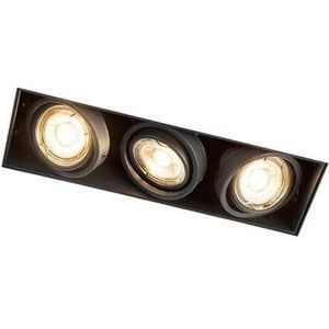 QAZQA oneon trimless 50 - Design Dimbare LED Smart Inbouwspot incl. wifi met Dimmer - 3 lichts - L 26.9 cm - Zwart - Industrieel - Woonkamer | Slaapkamer | Keuken