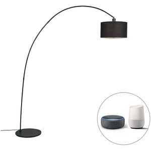 QAZQA vinossa - Moderne Dimbare LED Smart Staande booglamp incl. wifi met Dimmer - 1 lichts - H 174 cm - Zwart - Woonkamer