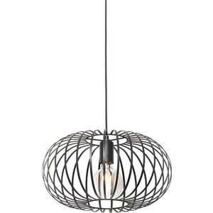 QAZQA - Moderne hanglamp zwart met glas rechthoekig - Roslini | Woonkamer | Slaapkamer | Keuken - Staal Rechthoekig - E27 Geschikt voor LED - Max. 1 x 40 Watt