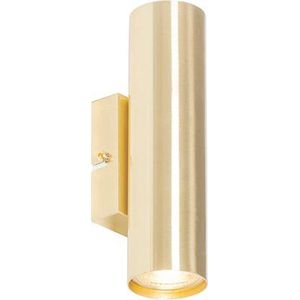QAZQA jeana Moderne Wandlamp Up Down voor binnen 2 lichts D 80 Messing Woonkamer | Slaapkamer | Keuken