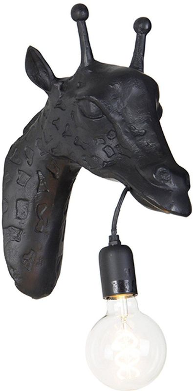 QAZQA Landelijke Wandlamp 1 Licht Zwart