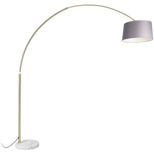 QAZQA Xxl - Moderne Booglamp - Vloerlamp - Staande Lamp met Kap - 1 Lichts - H 2690 Mm - Grijs