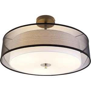 QAZQA drum neutron Moderne Plafondlamp 3 lichts Ø 500 Zwart Woonkamer | Slaapkamer | Keuken
