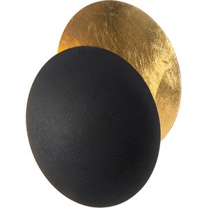 QAZQA sunrise Moderne Wandlamp voor binnen 1 lichts D 97 Zwart Goud Woonkamer | Slaapkamer | Keuken