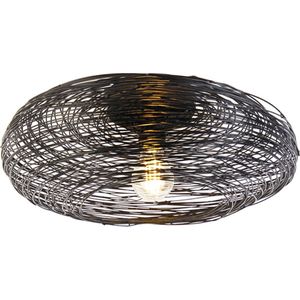 QAZQA sarella Design Plafondlamp 1 lichts Ø 400 Zwart Woonkamer | Slaapkamer | Keuken