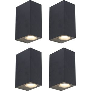 QAZQA baleno - Moderne Wandlamp Up Down voor buiten - 4 stuks - D 90 mm - Zwart - Buitenverlichting