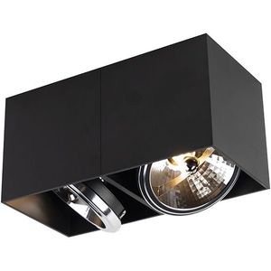 Qazqa - Design Spot schwarz rechteckig 2-flammig - Box