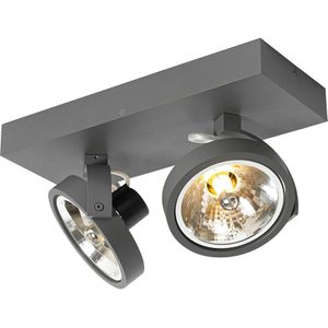 QAZQA go - Design Plafondspot | Spotje | Opbouwspot - 2 lichts - L 30 cm - Donkergrijs - Woonkamer | Slaapkamer | Keuken