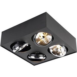 QAZQA kaya - Moderne Plafondspot - Zwart - 4 lichts - L 31 cm