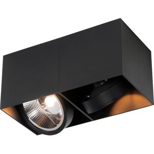 Qazqa - Design-Spot schwarz rechteckig AR111 2-flammig - Box