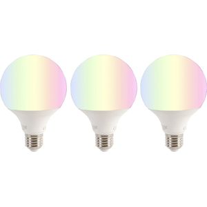 Set van 3 smart E27 RGBW LED lamp G95 11W 1050 lm 2200-4000K