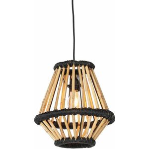 Orientalische Hängelampe Bambus mit Schwarz 32 cm - Evalin