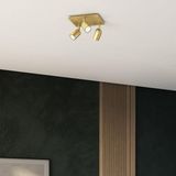 QAZQA ducha - Moderne Plafondspot | Spotje | Opbouwspot voor badkamer - 3 lichts - L 23 cm - Goud/messing -
