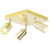 QAZQA ducha - Moderne Plafondspot | Spotje | Opbouwspot voor badkamer - 3 lichts - L 23 cm - Goud/messing -
