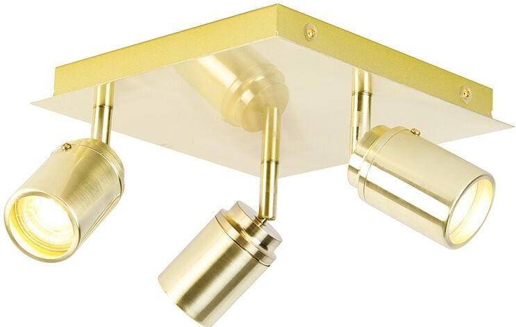 QAZQA ducha - Moderne Plafondspot | Spotje | Opbouwspot voor badkamer - 3 lichts - L 23 cm - Goud/messing -