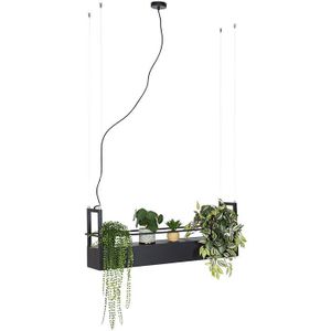 IndustriÃ«le hanglamp zwart met rek 4-lichts GU10 - Cage Rack