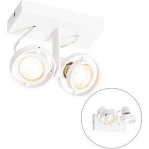 QAZQA master - Moderne Plafondspot | Spotje | Opbouwspot - 2 lichts - L 15.6 cm - Wit - Woonkamer | Slaapkamer | Keuken