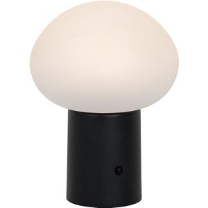 Tafellamp mushroom zwart incl. LED oplaadbaar - Louise