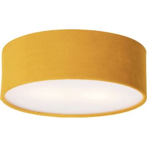 QAZQA drum Moderne Plafondlamp 2 lichts Ø 30 Geel Woonkamer | Slaapkamer | Keuken