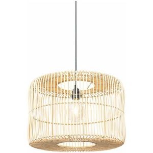 Oosterse hanglamp zwart met rotan kap - Maud