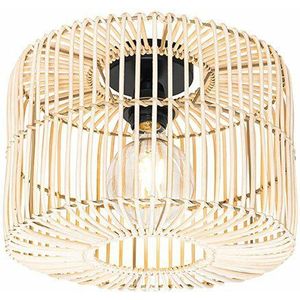 Oosterse plafondlamp zwart met rotan - Maud