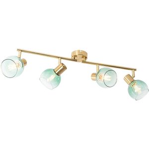 Art Deco Spot Gold mit grünem Glas 4-flammig - Vidro