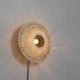 QAZQA rina - Oosterse Wandlamp voor binnen - 1 lichts - D 16.5 cm - Naturel - Woonkamer | Slaapkamer | Keuken