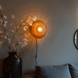 QAZQA rina - Oosterse Wandlamp voor binnen - 1 lichts - D 16.5 cm - Naturel - Woonkamer | Slaapkamer | Keuken