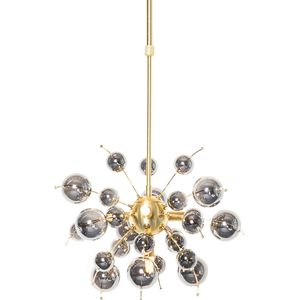 Design hanglamp messing met glas smoke 4-lichts - Explode