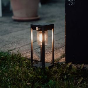 QAZQA sonne - Moderne Dimbare LED Staande Buitenlamp | Staande Lamp voor buiten met Dimmer met Solar | Zonne energie - 1 lichts - H 25 cm - Donkergrijs - Buitenverlichting