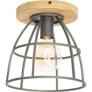 QAZQA Arthur - Industriele Plafondlamp - 1 Lichts - 25 cm - Donkergrijs - Industrieel - Woonkamer