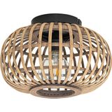 QAZQA Amira - Oosterse Plafondlamp - Naturel - Bamboe en Staal - Ø 32 cm