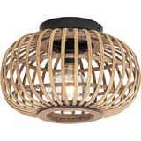 QAZQA Amira - Oosterse Plafondlamp - Naturel - Bamboe en Staal - Ø 32 cm