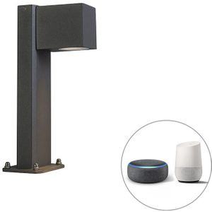 QAZQA baleno - Moderne LED Smart Staande Buitenlamp | Staande Lamp voor buiten incl. wifi - 1 lichts - H 30 cm - Donkergrijs - Buitenverlichting