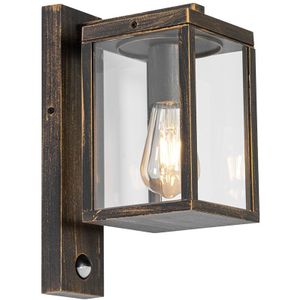 Buiten wandlantaarn antiek goud met bewegingssensor IP44 - Charlois