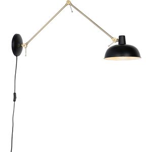 QAZQA milou Retro Wandlamp voor binnen 1 lichts D 100 Zwart Woonkamer | Slaapkamer | Keuken