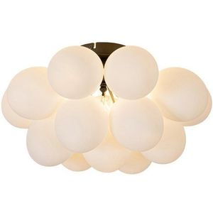 Art-Deco-Deckenleuchte schwarz mit Opalglas 4-flammig – Uvas